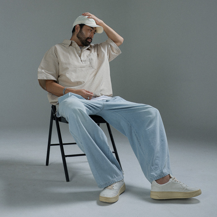 (L-7XL)<br>파야오 セミワイドフィット バルーンデニムバンディングパンツ