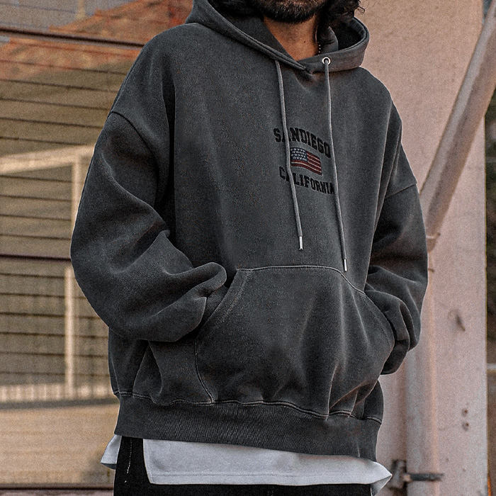 (XL-6XL)<BR>터니스버 顔料 フードティーシャツ <br><font color="#098a09"><B>*長さを選択 (基本的な,ロング+6cm)</B></font>