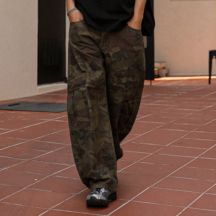 (L-7XL)<BR>마카이바 커브드 카모밴딩팬츠