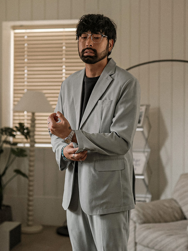 [SET](M-4XL)<BR>알쿠르나 ジャケット + 비스마야 옆밴딩슬랙스
