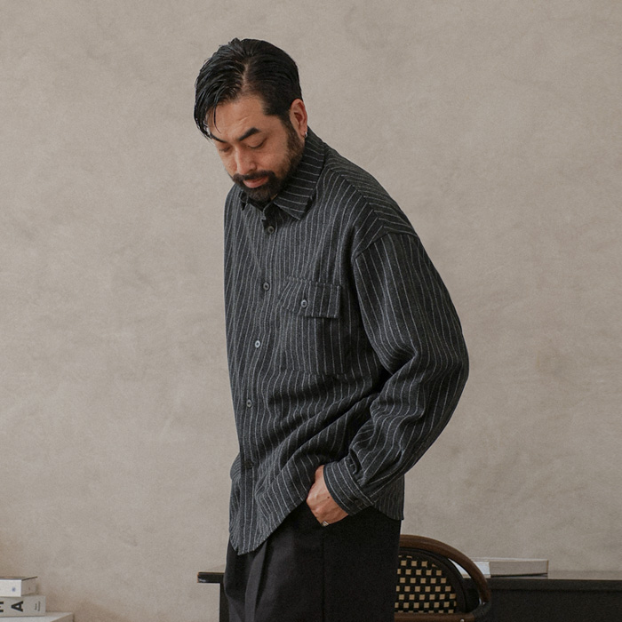 (L-7XL)<BR>아크메네 ストライプ シャツ